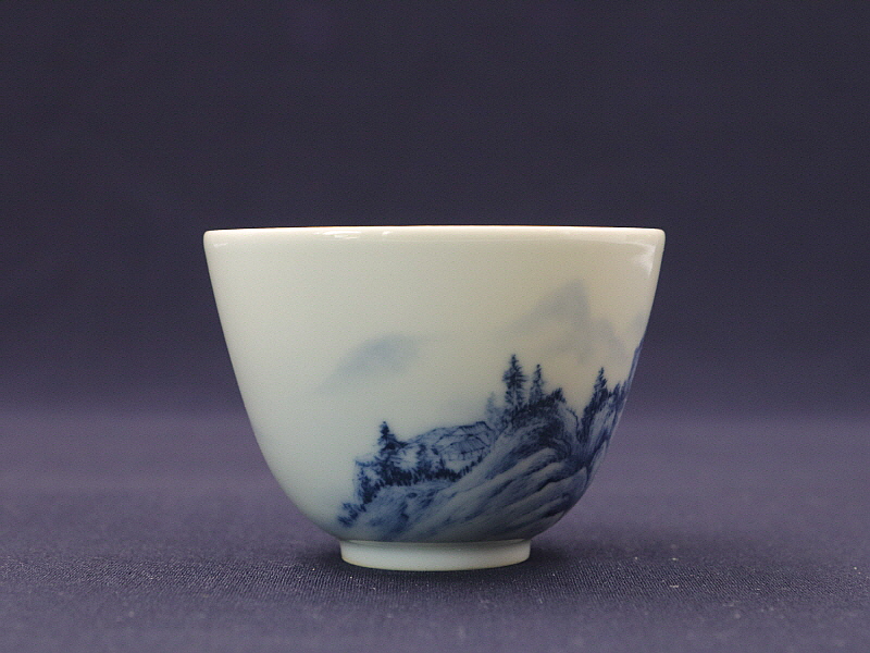 54. 청화 수묵담채산수문