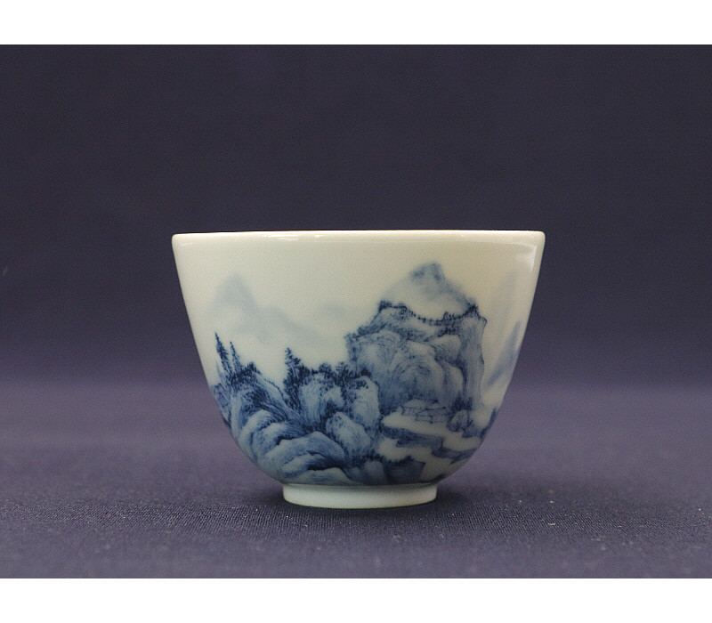 54. 청화 수묵담채산수문