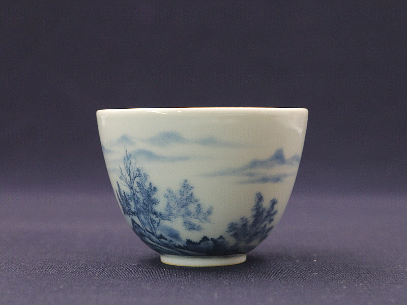 55. 청화 수묵담채산수문