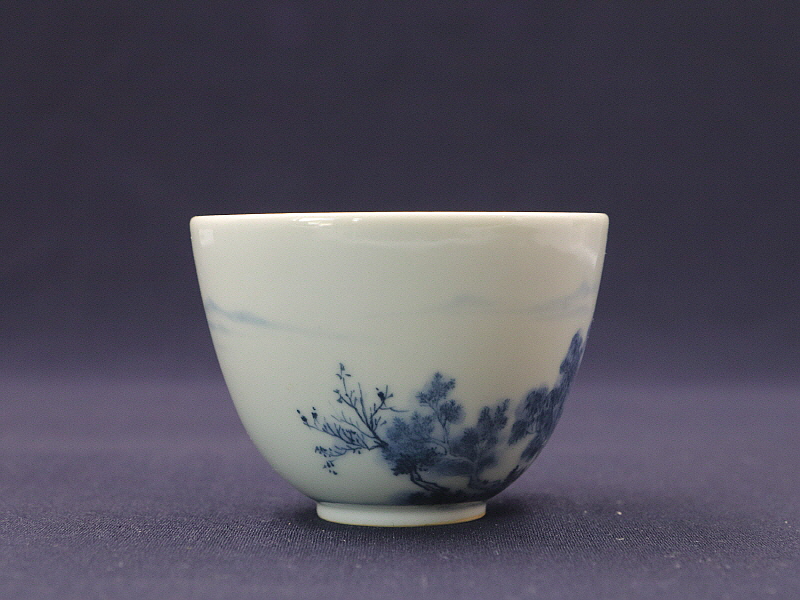 55. 청화 수묵담채산수문