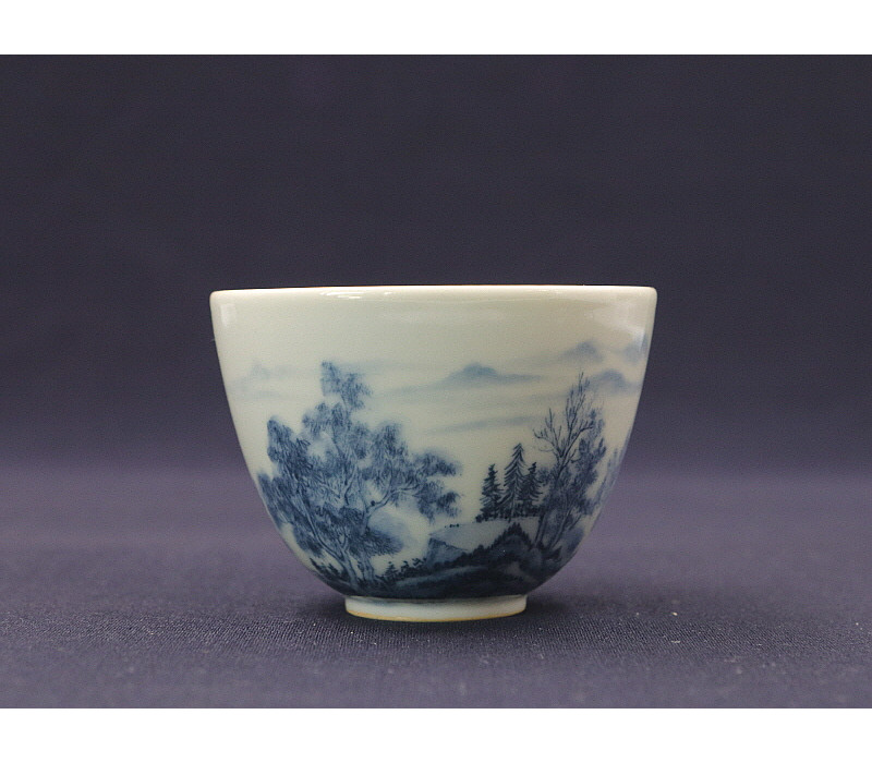 55. 청화 수묵담채산수문