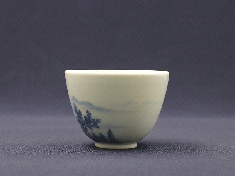 58. 청화 수묵담채산수문