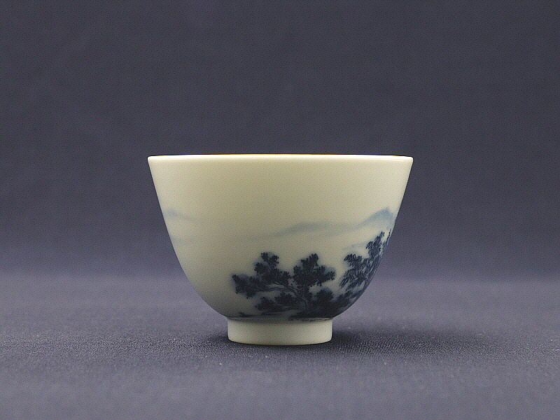 60. 청화 수묵담채산수문