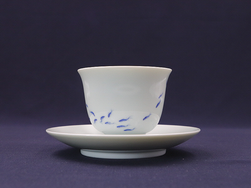 청화 단취문잔탁