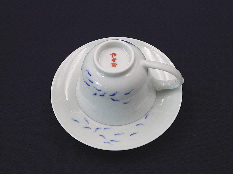 청화 단취문잔탁