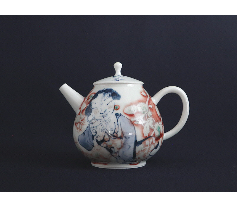 91. 청화유리홍 동자문