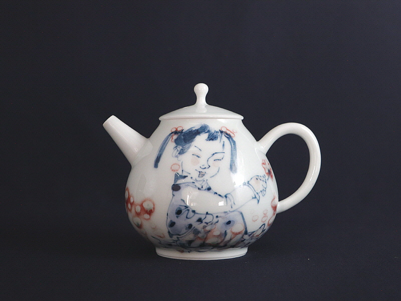 98. 청화유리홍 동자문