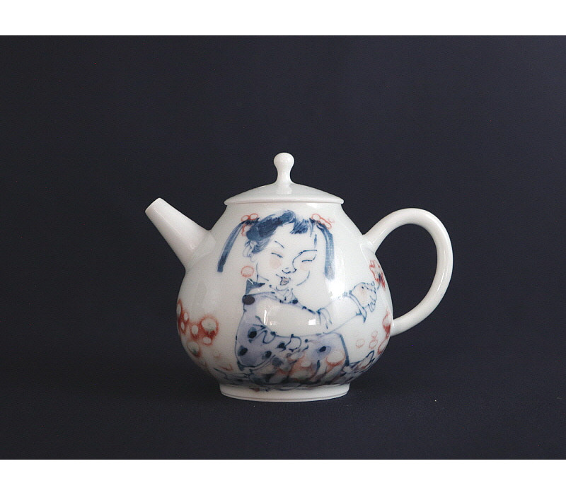 98. 청화유리홍 동자문