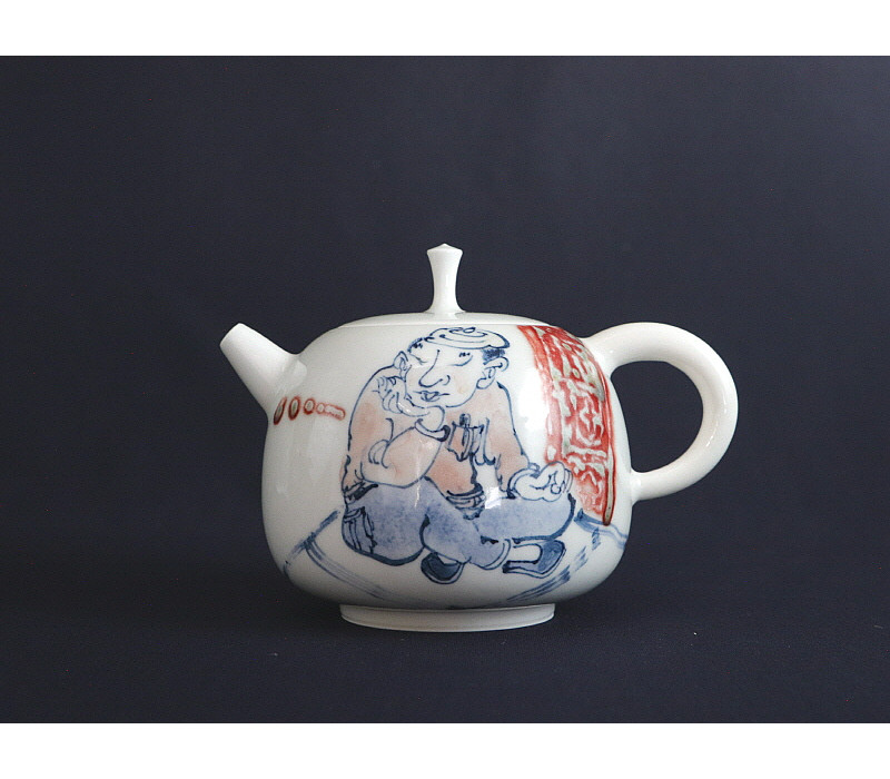 108. 청화유리홍 인물문