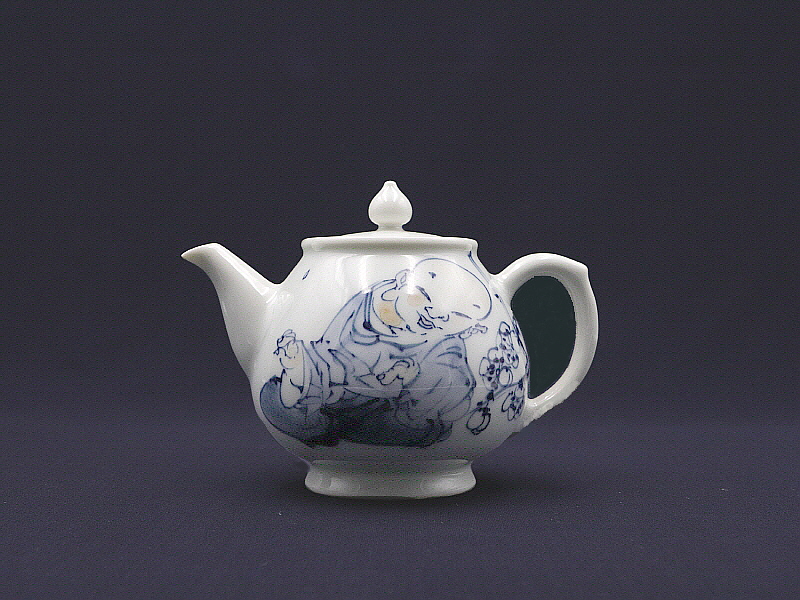 134. 청화유리홍 매화동자도문