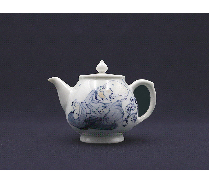 134. 청화유리홍 매화동자도문