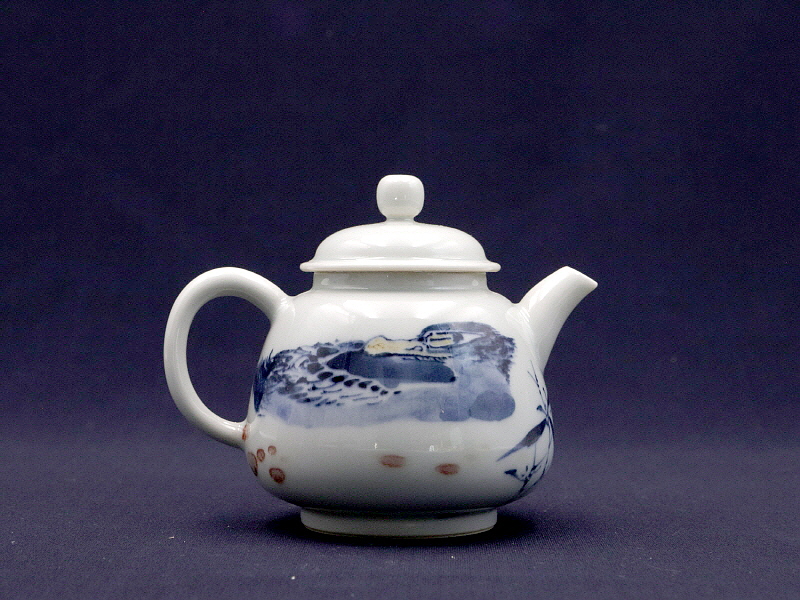 160. 청화유리홍 안압죽문