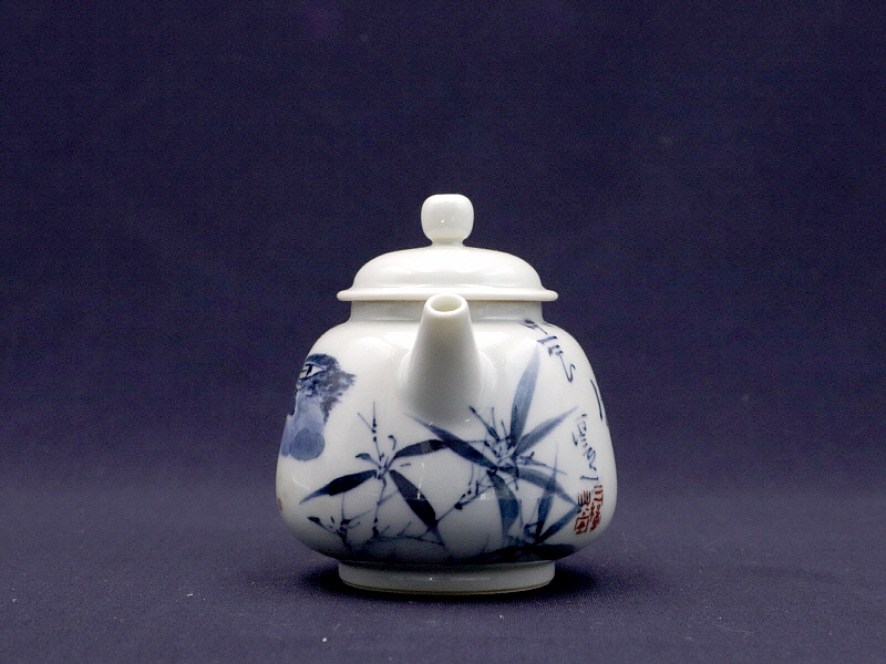 160. 청화유리홍 안압죽문