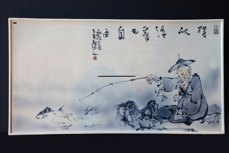 11. 청화 독조인물문