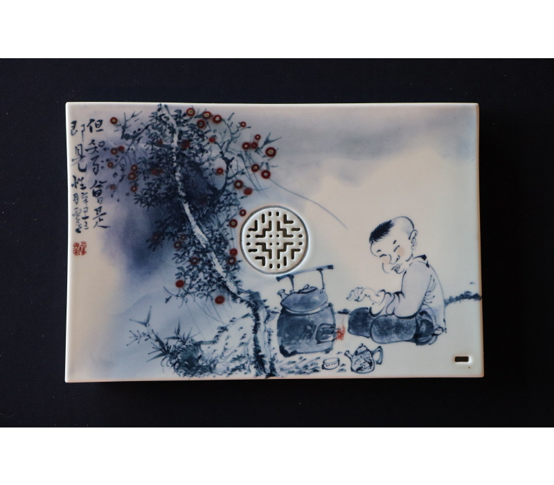 39. 청화유리홍 다선문