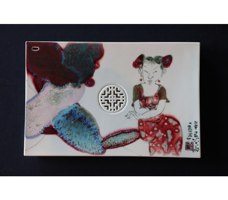 41. 청화유리홍 사녀도문