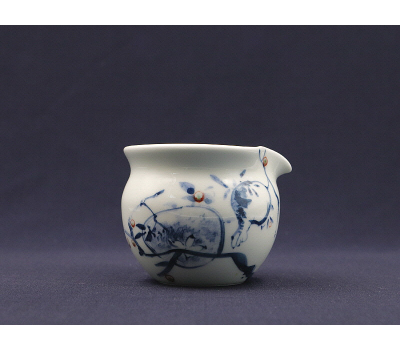 59. 청화유리홍 석류문