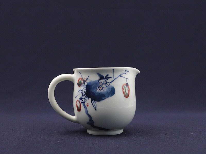 129. 청화유리홍 석류문