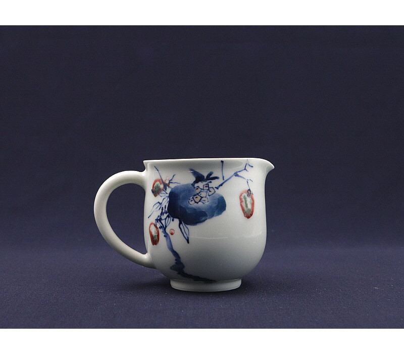 129. 청화유리홍 석류문