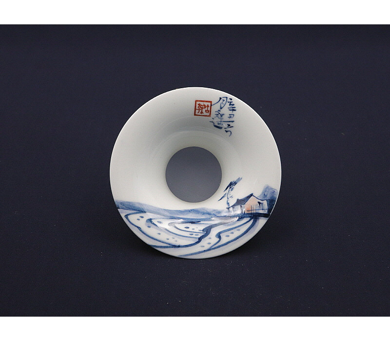 60. 청화 유리홍 산수문