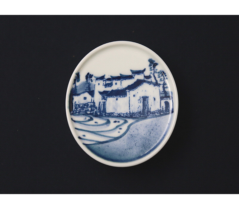 35. 청화 산수가문