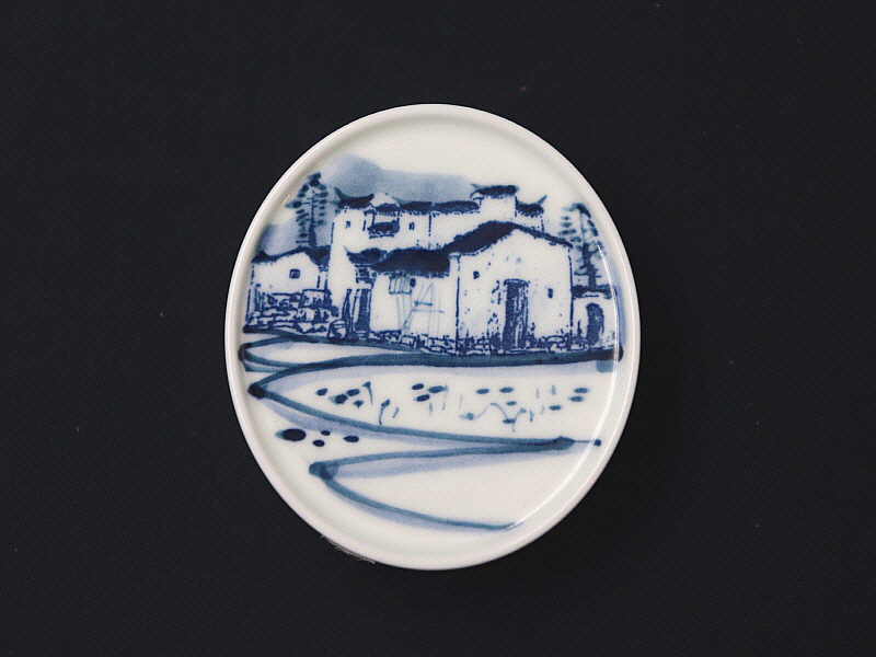 38. 청화 산수가문