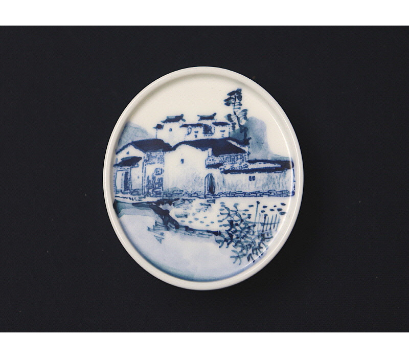 45. 청화 산수가문