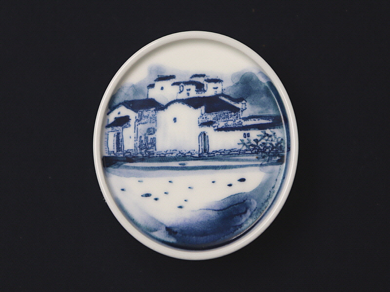 55. 청화 산수가문