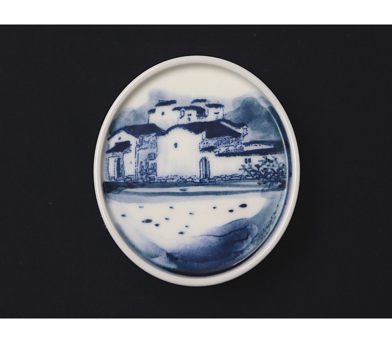 55. 청화 산수가문