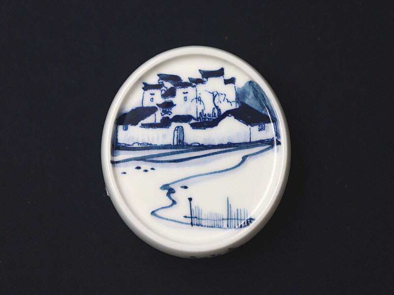 75. 청화 산수가문