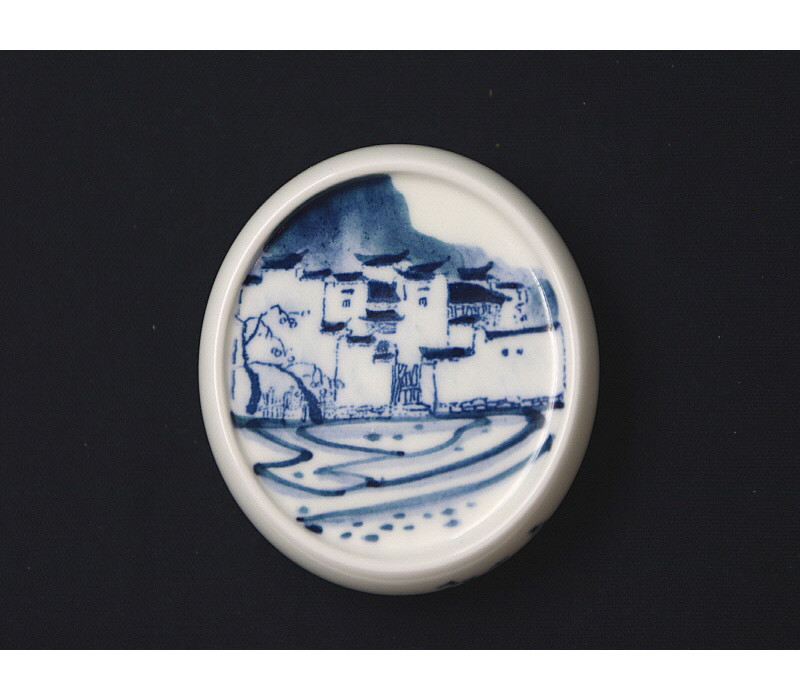 85. 청화 산수가문